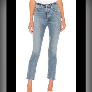 Agolde Jeans Womens 24 Denim Nico High Rise Slim Button Fly Organic Cotton Blend